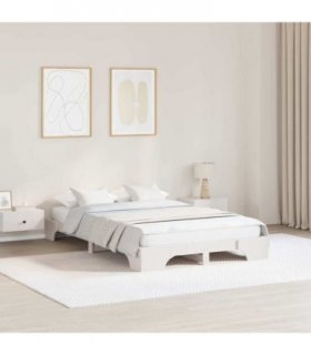 vidaXL Bed Frame White 140 x 190 cm Solid Pine Wood — Size: 140 x 190 cm (20 cm height)