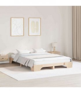 vidaXL Bed Frame Natural 140 x 200 cm Solid Pine Wood — Size: 140 x 200 cm (20 cm height)