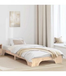 vidaXL Bed Frame Natural 90 x 190 cm Solid Pine Wood — Size: 90 x 190 cm (20 cm height)