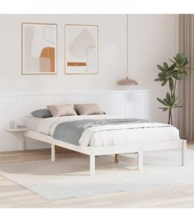 vidaXL Bed Frame White 140 x 190 cm Solid Pine Wood — V0672063646