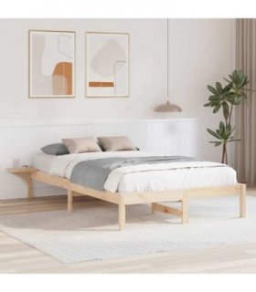 vidaXL Bed Frame Natural 135 x 190 cm Solid Pine Wood — Colour: Brown