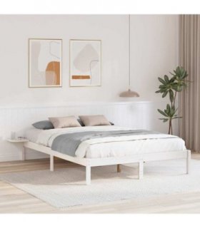 vidaXL Bed Frame White 160 x 200 cm Solid Pine Wood — V0672063668