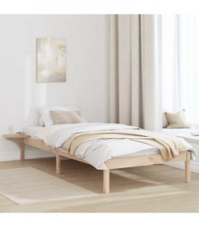 vidaXL Bed Frame Natural 75 x 190 cm Solid Pine Wood — Colour: Brown