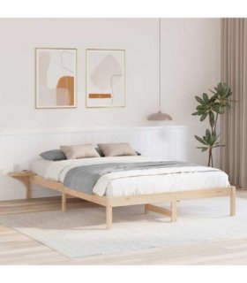 vidaXL Bed Frame Natural 150 x 200 cm Solid Pine Wood — Colour: Brown