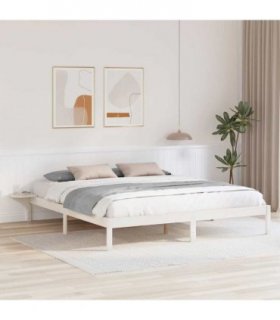vidaXL Bed Frame White 200 x 200 cm Solid Pine Wood — V0672063686