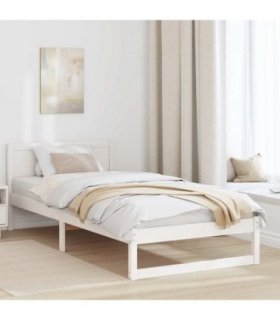 vidaXL Bed Frame with Headboard White 90 x 200 cm Solid Pine Wood — V0672063694