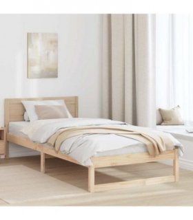 vidaXL Bed Frame with Headboard Natural 90 x 190 cm Solid Pine Wood — V0672063711