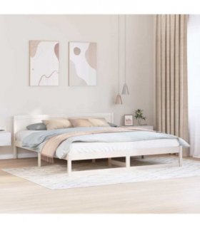 vidaXL Bed Frame with Headboard White 180 x 200 cm Solid Pine Wood — V0672063717