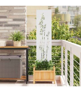 vidaXL Garden Privacy Screen White 32 x 140 cm Cold-rolled steel — Size: 32 x 140 cm — V0672063761