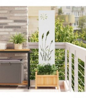 vidaXL Garden Privacy Screen White 32 x 140 cm Cold-rolled steel — Size: 32 x 140 cm — V0672063764