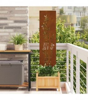 vidaXL Garden Privacy Screen Floral Rusty 32 x 140 cm Weathering steel — Size: 32 x 140 cm