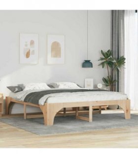 vidaXL Bed Frame Brown 200 x 200 cm Solid Pine Wood — Colour: Natural — V0672064250