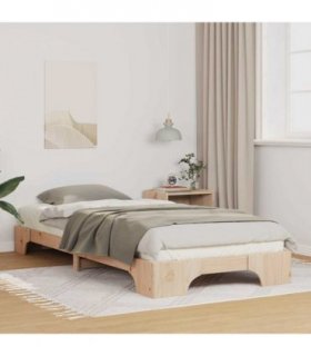 vidaXL Bed Frame Brown 100 x 210 cm Solid Pine Wood — Colour: Natural