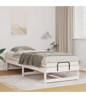 vidaXL Bed Frame White 90 x 210 cm Solid Pine Wood — V0672064411