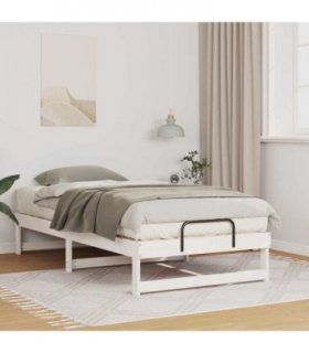 vidaXL Bed Frame White 90 x 190 cm Solid Pine Wood — V0672064416