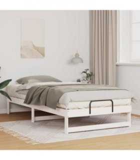 vidaXL Bed Frame White 100 x 200 cm Solid Pine Wood — V0672064435