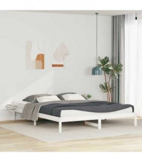 vidaXL Bed Frame with Side Tables White 200 x 210 cm Solid Pine Wood