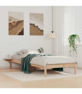vidaXL Bed Frame with Side Tables Natural 100 x 210 cm Solid Pine Wood
