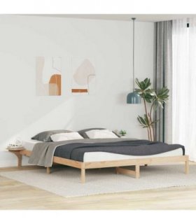 vidaXL Bed Frame with Side Tables Natural 180 x 210 cm Solid Pine Wood