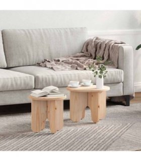 vidaXL Coffee Table 2 pcs Natural Solid Pine wood — V0672064642