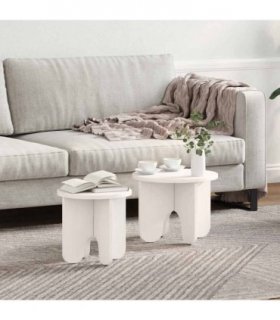 vidaXL Coffee Table 2 pcs White Solid Pine wood — V0672064643