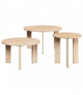 vidaXL Coffee Table 3 pcs Natural Solid pine wood