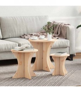 vidaXL Coffee Table 3 pcs Natural — V0672064659