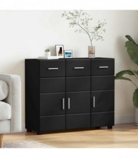 vidaXL Sideboard FLORIN Black 88.5 x 30.5 x 73 cm Engineered Wood — Model: Sideboard with 3 drawers 3 doors