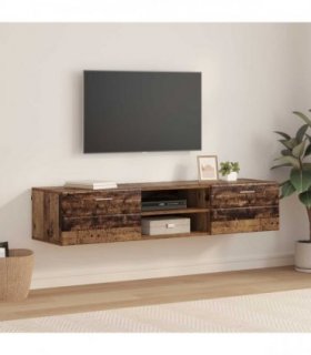 vidaXL Wooden Cabinet Old Wood 150 x 39 x 30 cm Engineered Wood — Model: TV Cabinet with 2 drawers