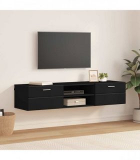 vidaXL Wooden Cabinet Black 150 x 39 x 30 cm Engineered Wood — Model: TV Cabinet with 2 drawers