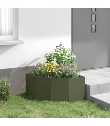 vidaXL Corner Planter Olive green 60 x 60 x 35 cm Steel