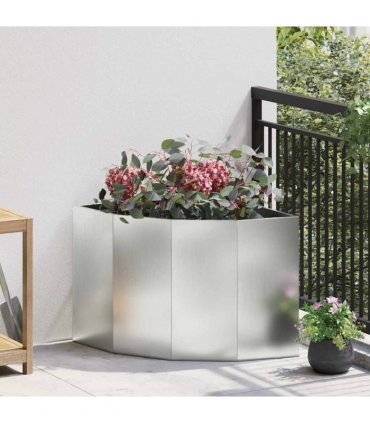 vidaXL Corner Planter Silver 60 x 60 x 50 cm Galvanised steel