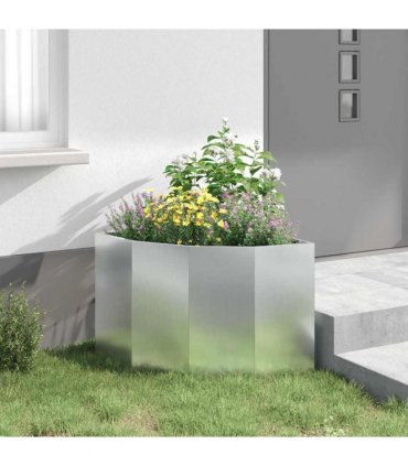 vidaXL Corner Planter Silver 60 x 60 x 50 cm Galvanised steel