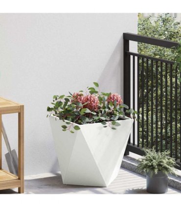 vidaXL Planter White 40 x 40 x 40 cm Steel