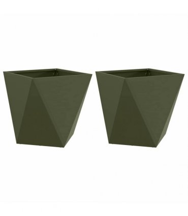 vidaXL Planter 2 pcs Olive Green 40 x 40 x 40 cm Steel