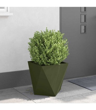 vidaXL Planter 2 pcs Olive Green 40 x 40 x 40 cm Steel
