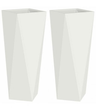 vidaXL Planter 2 pcs White 30 x 30 x 75 cm Steel
