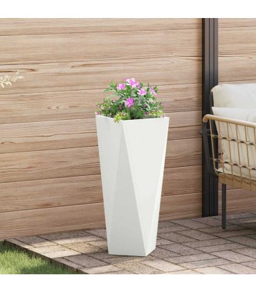 vidaXL Planter 2 pcs White 30 x 30 x 75 cm Steel