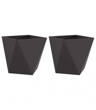 vidaXL Planter 2 pcs Black 40 x 40 x 40 cm Steel