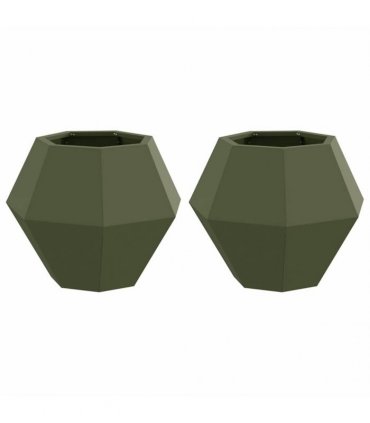 vidaXL Planter 2 pcs Olive Green 50 x 50 x 40 cm Steel