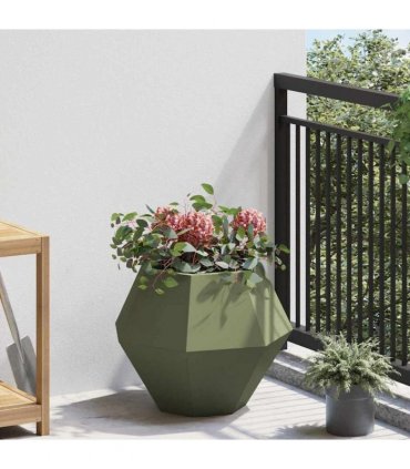 vidaXL Planter 2 pcs Olive Green 50 x 50 x 40 cm Steel