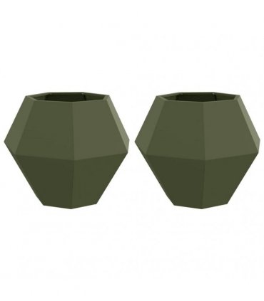 vidaXL Planter 2 pcs Olive Green 75 x 75 x 60 cm Steel