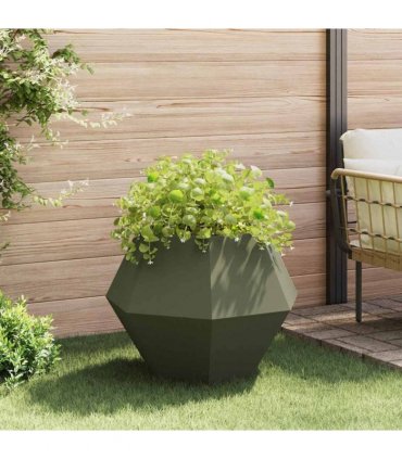 vidaXL Planter 2 pcs Olive Green 75 x 75 x 60 cm Steel