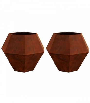 vidaXL Planter 2 pcs Rusty 100 x 100 x 80 cm Weathering Steel