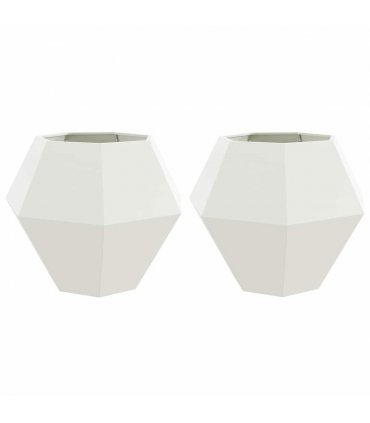 vidaXL Planter 2 pcs White 100 x 100 x 80 cm Steel