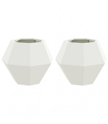 vidaXL Planter 2 pcs White 50 x 50 x 40 cm Steel