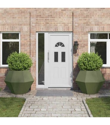 vidaXL Planter 2 pcs Olive Green 100 x 100 x 80 cm Steel
