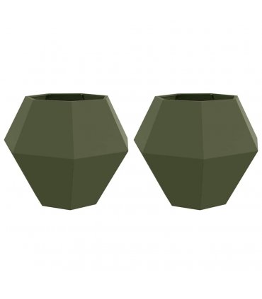 vidaXL Planter 2 pcs Olive Green 100 x 100 x 80 cm Steel