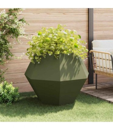 vidaXL Planter 2 pcs Olive Green 100 x 100 x 80 cm Steel