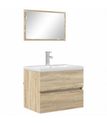 vidaXL Bathroom Furniture Set with Drawer Sonoma Oak Engineered Wood